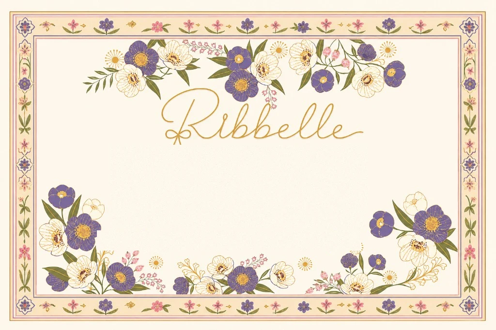 Ribbelle keepsake plaque with violet and cream florals